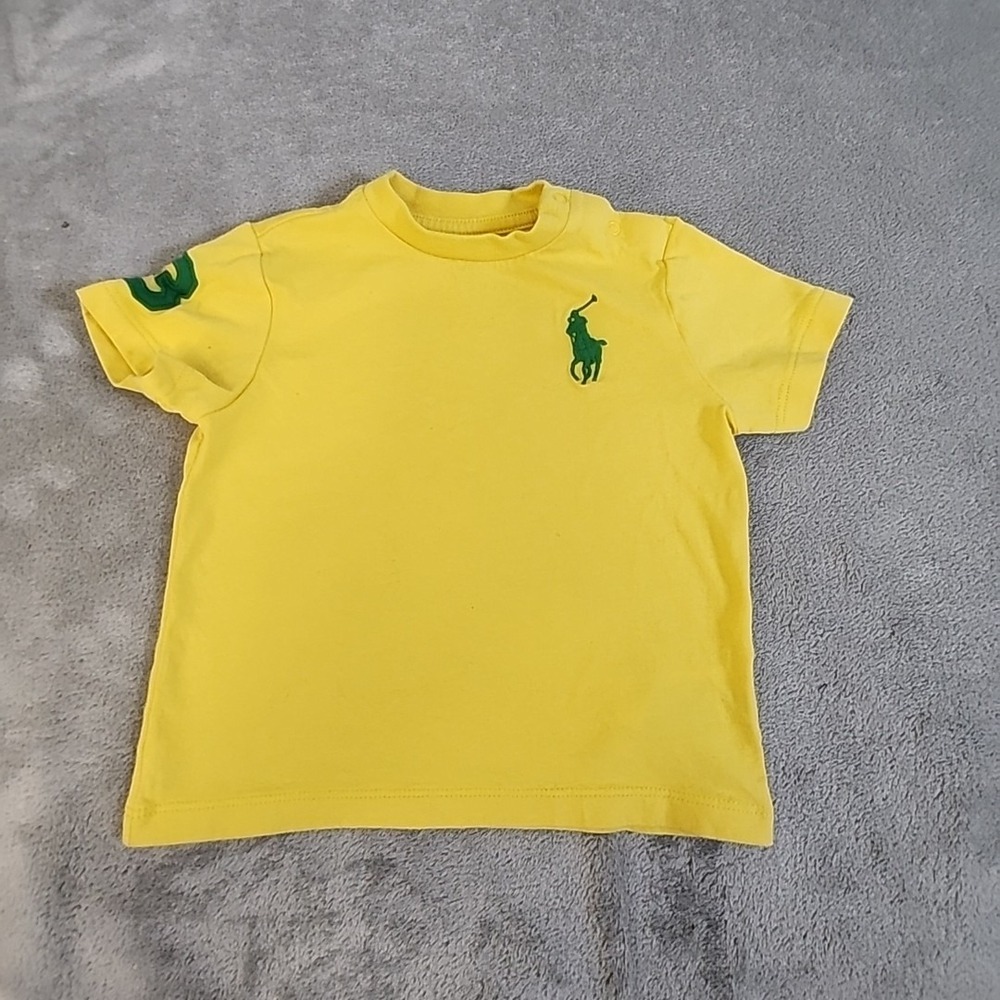 Polo Ralph Lauren Baby 12 Mths Yellow Pullover Logo‎ T-Shirt No 3